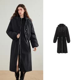 TOYOUTH Womens Down Jacket 2026 Winter New Three Wear Functional Design Hooded Outerwear With Dress Two Piece Set