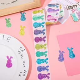 500pcs Happy Easter Stickers Cute Rabbit Stickers Gift Sealing Labels Baking Package DIY Wrapping Box Gift Bag Decor 3.8CM