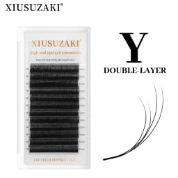 XIUSUZAKI Double Layers W Shaped YY 3D 4D Lashes Extensions C+D Curl 2D YY False Eyelashes Extensions Premade Volume Fans Lashes