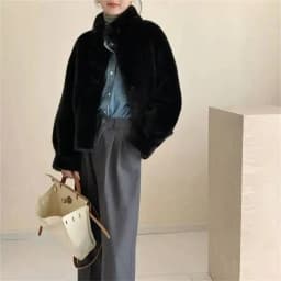 LANMREM Eco-friendly Mink Fur Windproof Stand Collar Faux Mink Coat For Women Warm Winter Thick Jackets With Pockets 2DB5167