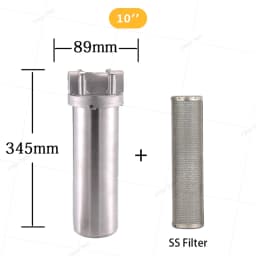 10*2.5 Inches 304 Stainless Steel Hot Water Filter Housing 1/2" 3/4" 1' For High Temperature High Flow