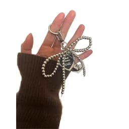 Korean Styles Bag Charm Lovely Heart Keychain Backpack Handbag Pendant Ornaments Bows Keyrings Fashion Keyholders