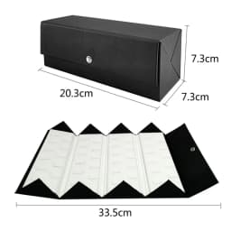 Portable Foldable Jewelry Storage Box Black Leather Outer and White Leather Inner Jewelry Box Rings Necklace Pendant Container