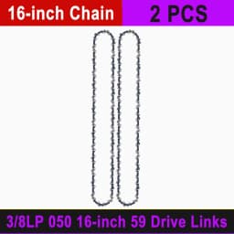 Electric Chainsaw Chain Long-lasting 16" Chain Saw Blade w/ 59 Drive Links 3/8"LP Pitch Premium Alloy Rounded Teeth for Woodwork
