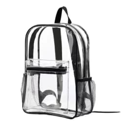 Clear Backpack Heavy Duty Transparent PVC Bookbag Stadium Approved Security Fast Checks For School College Work Music Festival