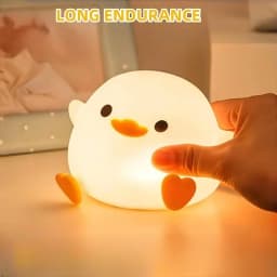 Cute Duck Cartoon Animals Silicone Lamp LED Night Light for Children Kid Touch Sensor Timing USB Rechargeable for Birthday Gift