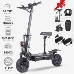 FREEBOY J30MAX 2025 E-Scooter 6000W Motor 60V38AH Battery Electric Scooter Max Speed 53MPH 11 Inch road Tires Max Range 60 Miles