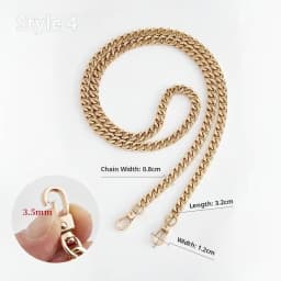 Golden Bag Chain Accessories Metal Extension Chains Underarm Crossbody Shoulder Belt Replacement Bags Strap For Women's Bag