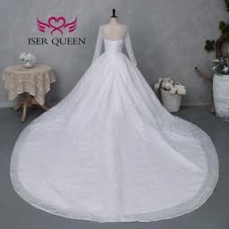 Customized Full Sleeves Africa Style Wedding Dress With Pearls Crystal Heavy Beading Shiny Tulle Plus Size Wedding Gown WX0466