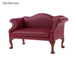 Doll house sofa furniture model simulation double leather sofa Miniature Furniture Armchair Sofa Footstool Doll Decor Toy