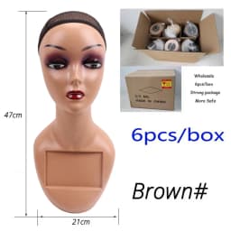 Half Shoulder Dummy Head 6Pcs/Box Fiber Glass Mannequin Head With Bottom Cover Wig Display Stand Female Mannequin Head For Wig