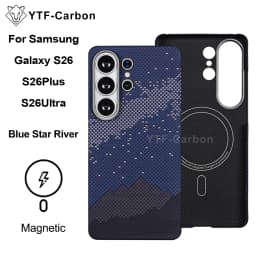 YTF-carbon Luxury Real Kevlar Case for Samsung Galaxy S26 Ultra/S26Plus/S26, Aramid Fiber Magnetic MagSafe Cover