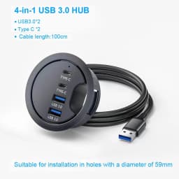 USB HUB Mount In Desk HUBs USB 3.0/2.0 HUB With SD/TF Card Reader External Stereo Sound Type C Port For PC/Tablet USB Splitter