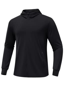 TACVASEN Men's Full Zip UPF 50+ Hooded Jacket Lightweight Sun Protection Fishing Hiking Shirt 4 Pockets Thumbholes Breathable