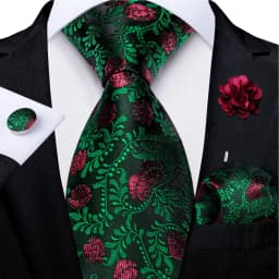 Floral Pink Ties For Men Wedding Party Man Tie Handkerchief Brooch Cufflinks Set Men Accessories Gravata