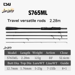 TSURINOYA LURE VALLEY 5 Section Spinning Casting Fishing Rod 1.98m 2.08m 2.28m 2.44m 2.7m FUJI A Guide travel versatile Bass Rod