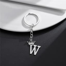 Unique DIY Crown Stainless Steel A-Z Letters Pendant Keychains for Men Women 26 Alphabet Car Key Ring Name Jewelry Keyrings Gift