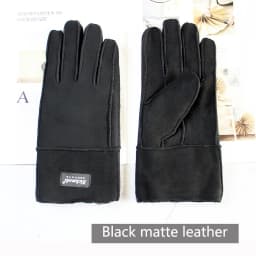 Winter Warm Sheepskin Fur Gloves Men's Thickened Windproof and Cold-Proof Outdoor Riding Sheep Leather Wool Finger Gloves