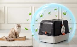 Dog Proof Litter Box Large Stainless Steel Cat Litter Box with Lid, XL Enclosed Metal Litter Pan, Front Entry Top Exit, High-Sided Anti-Leak, Includes Scoop for Big Cats & Multi-Cat Home