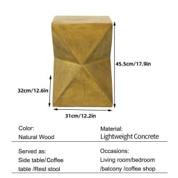 Modern White Lightweight Concrete Side Table Accent End Table for Living Room Bedroom Sofa