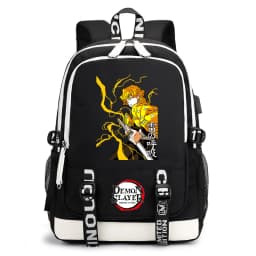 Demon Slayer Anime Print Student Backpack USB Charging Port Lightweight School Bag for Boys Girls