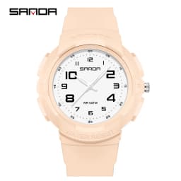 Sanda 9074 Trendy Design Soft Student Watch TPU Strap 50M Depth Waterproof Quartz Movement Children Fashion Sports Wrist Watch