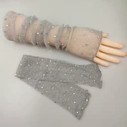 Sexy Silver Thread Flash Drill Half Finger Lace Gloves Summer Sunscreen Arm Sleeve Cosplay Nightclub Performance Long Mittens