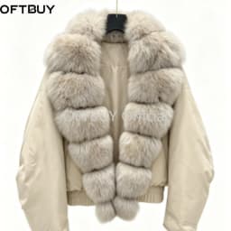 OFTBUY Natural Fox Fur Collar White Duck Down Jacket Winter Warm Thick Windproof Luxury Streetwear Women New Winter Clothin