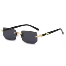 Rimless Rectangle Sunglasses for Men Women UV400 Polarized Metal Frame Small Square Fashion Shades Summer Travel Driving