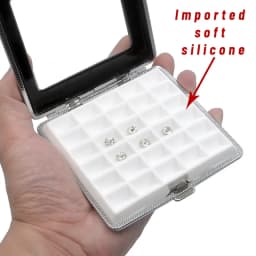 Push Soft Silicone Pad Transparent Glass Gem Box Grid Ring Surface Display Case Metal Bare Stone Container Black
