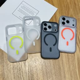Corrugated Pattern For Magsafe Magnetic Wireless Charge Case For iPhone 17 16 15 14 13 Pro Max Transparen Bumper PC Matte Cover
