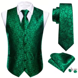 30 Colors Designer Green Vest for Men Clover Paisley Plaid V Neck Waistcoat Tie Set Wedding St.Patrick's Day