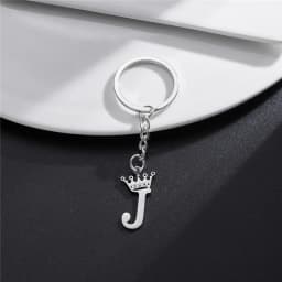 Unique DIY Crown Stainless Steel A-Z Letters Pendant Keychains for Men Women 26 Alphabet Car Key Ring Name Jewelry Keyrings Gift