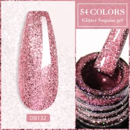 Mtssii Reflective Glitter Gel Pink Sparkling Sequins Gel Nail Polish Soak Off UV Nail Gel Semi-permanent Nail Art Decoration
