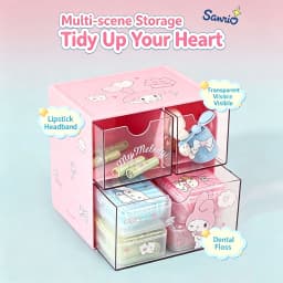 Official Themed Three Grid Drawer Storage Box Clear Multi Compartment Cute Desktop Organizer For Dorm Bedroom