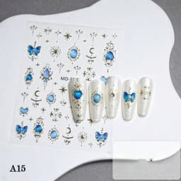 1/4 PCS 3D Metal Silver Golden Starburst Nails Stickers Manicure French Nail Art Decoration Decal Y2K Nail Art Tips Nail Charm