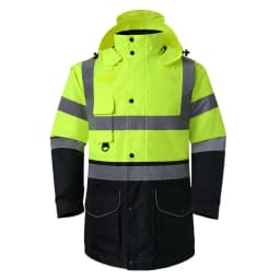 Safety Jacket Reflective Waterproof Windproof Coldproof Hi Vis 7 in 1 Parka Windbreaker Workwear with Detachable Cotton Linner