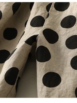 Artistic Large Polka Dot Linen Lantern Wide Leg Pants Women Summer Thin Elastic Waist Loose Casual Seven-Foot Pants