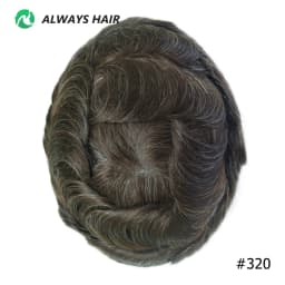 Alwayshair - DURA LACE Men's Capillary Prosthesis Hair 130% Hair Density Indian Hair Lace Toupee Wig For Man