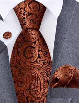 GUSLESON 8cm Blue Black Pink Men Ties Pocket Square Cufflinks Set Paisley Silk Necktie Wedding Business Gift Tie Accessories