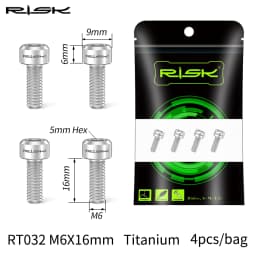 RISK 4PCS M6x16/18/20mm Bicycle Disc Brake Fixed Bolts with Washer Titanium Mountain Bike Brake Caliper Clamp