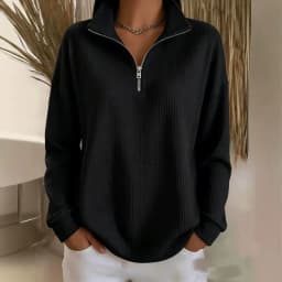 Zipper Pullover Hoodie Regular Fit Commuter with Casual Elegant Commuter Standard Length No Hood Regular Length Women Hoodie