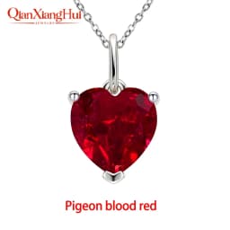 3.6ct 9*9mm S925 Silver Heart Shape Lab Grown Royal Blue/Cornflower Sapphire Pigeon Blood Red Inclusions Stone Pendant Necklace