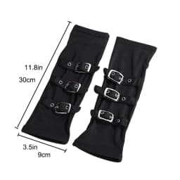 Black Half-Finger Gloves Punk Metal Buckle With Exposed Finger Women Party Button Sleeves Halloween Cosplay Stage Performance