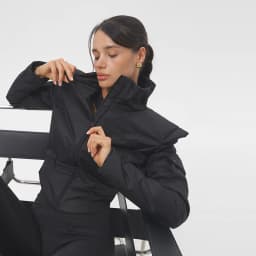 Women's Winter Coat Short Padded Coats Stand Collar Cinched Waist Pad Shoulder Zipper Jacket Street Warm Outerwear For Ladies