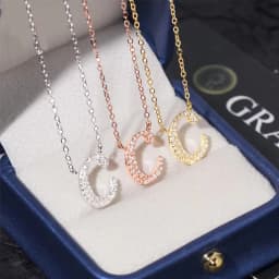 925 Sterling Silver D VVS1 Diamond Full Moissanite Pendant Necklace for Women Letter Sparkling Moissanite Jewelry