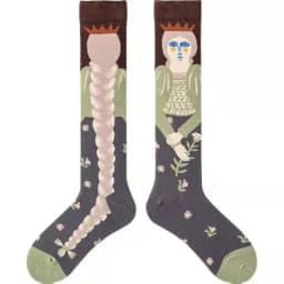 Socks Women's High Tube Calf Knee-length Socks Retro Illustration Art Abstract Street Autumn and Winter Cotton Socks High Sock