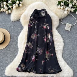 Sexy satin Chic print glitterHigh Waist Hip Wrap summer split sweet Full Skirt women clothing