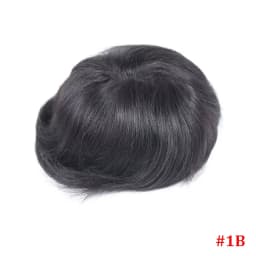 0.08-0.10MM Full Skin PU Toupee For Men V Loop Human Hair Men's Wigs #1B Men Capillary Prosthesis Hair Unit Replacement