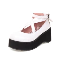 Ultra-Thick Foam Soles Cross-Strap Loafers Oversized Breathable Solid Color Pumps 2022 New PU Material Height-Enhancing Shoes